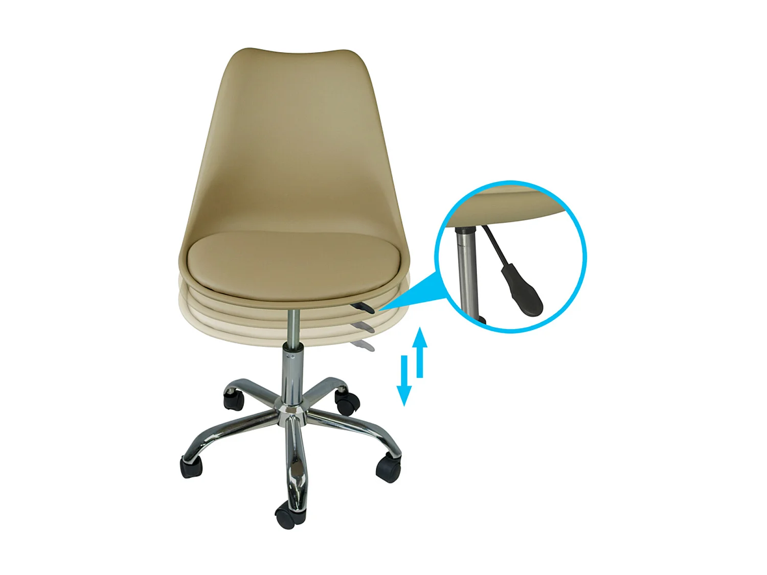 Sedia da ufficio girevole, sedia da scrivania tortora con rotelle mod. SALLY