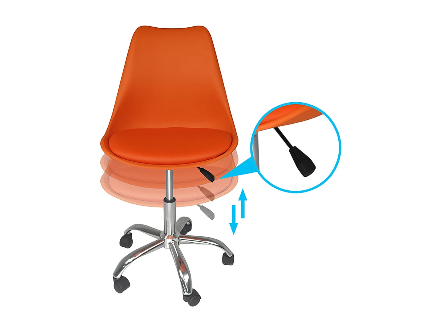 Sedia da ufficio girevole, sedia da arancione  con rotelle mod. SALLY