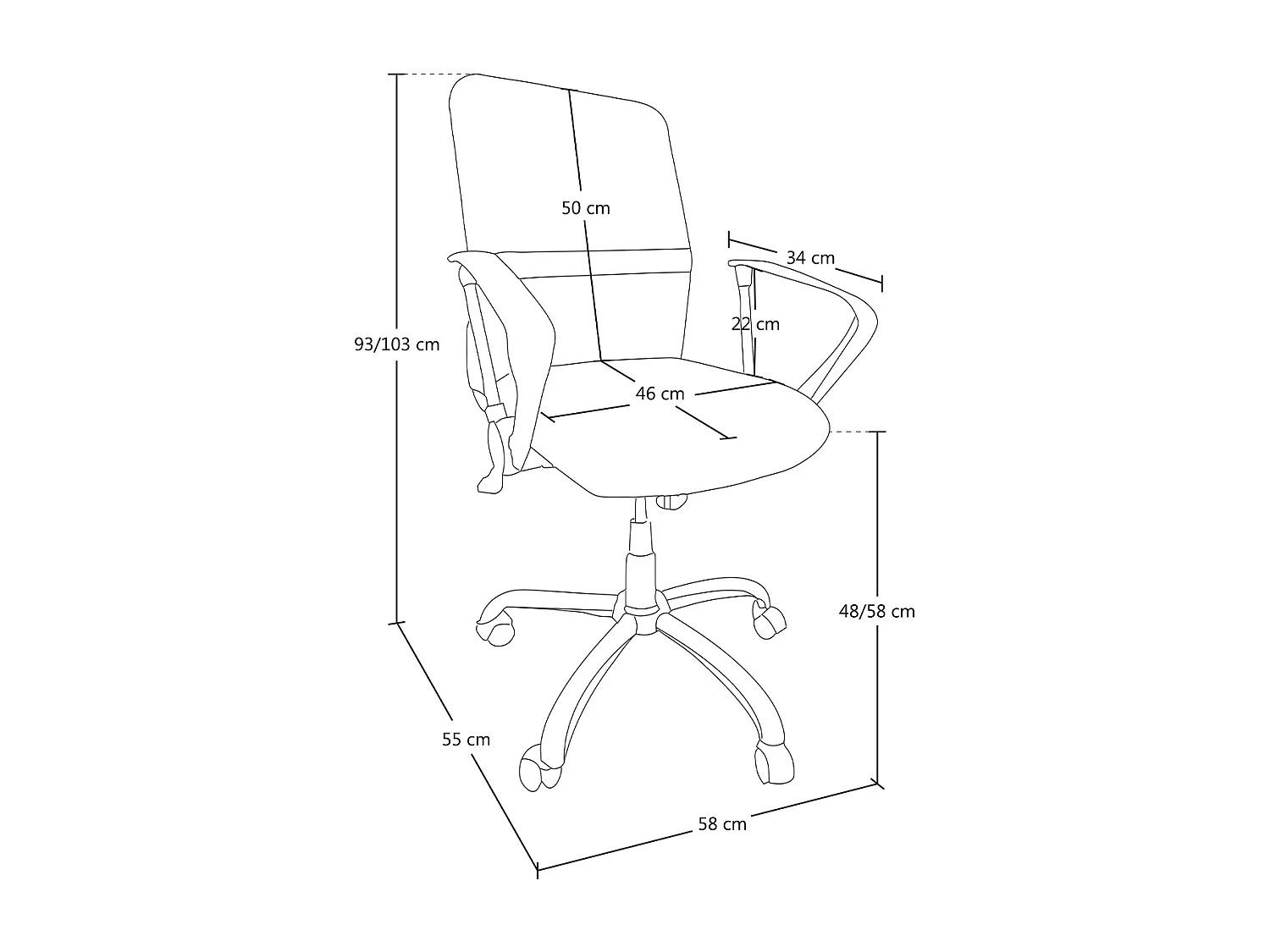 Sedia da ufficio in tessuto a rete nera - PAVIA