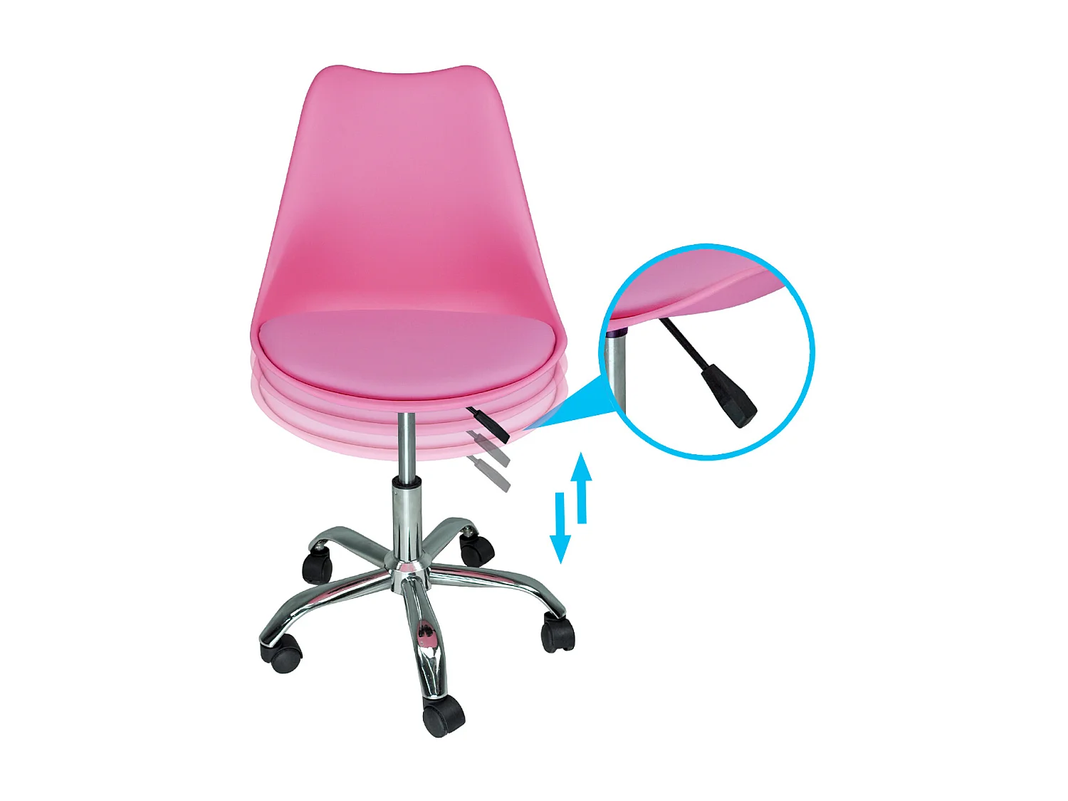 Sedia da ufficio girevole, sedia da scrivania fucsia  con rotelle mod. SALLY