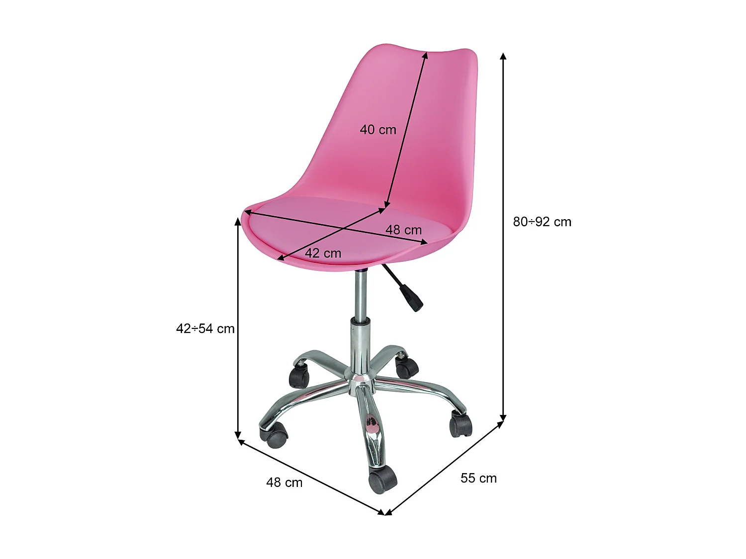 Sedia da ufficio girevole, sedia da scrivania fucsia  con rotelle mod. SALLY