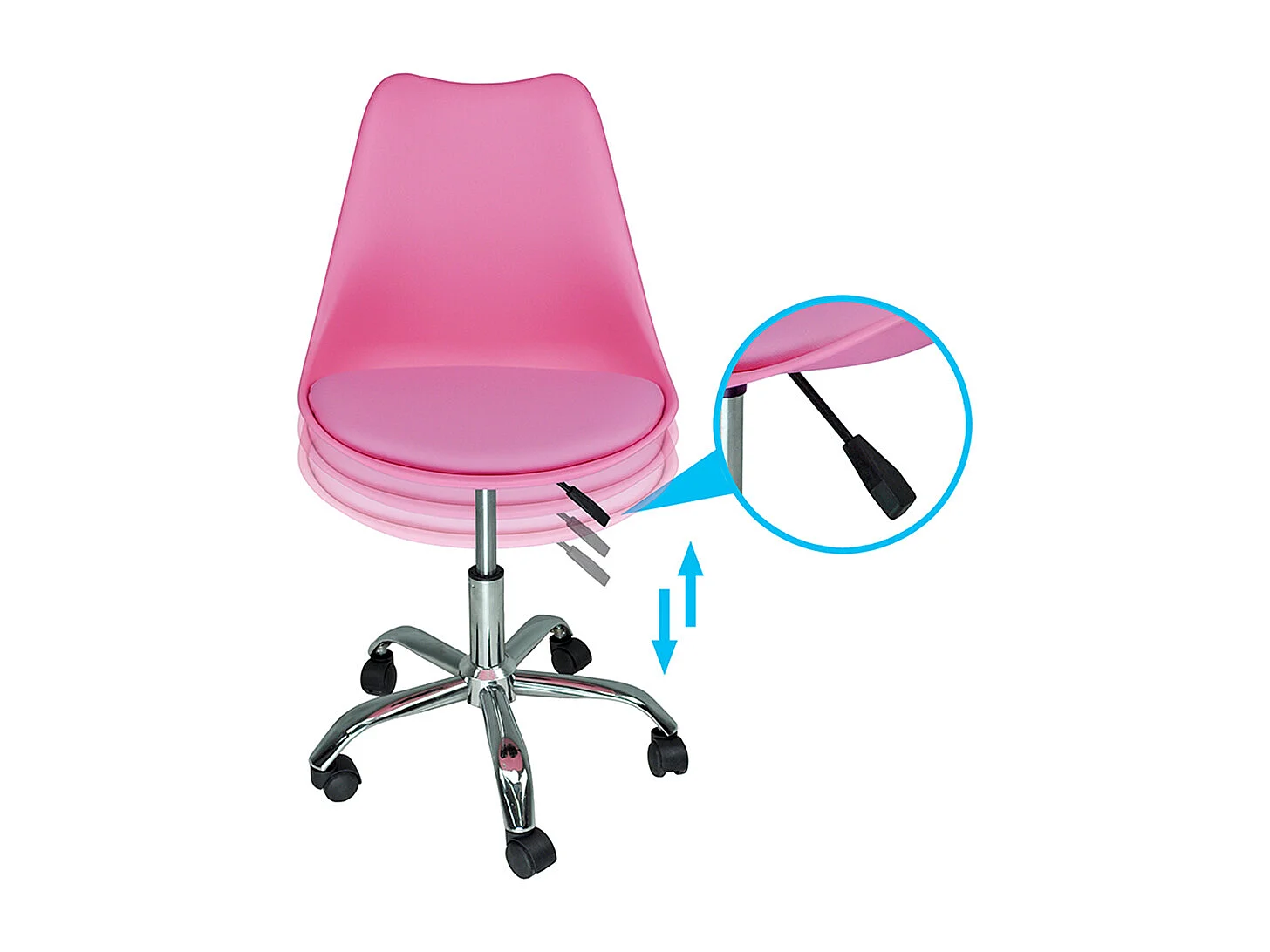 Sedia da ufficio girevole, sedia da scrivania fucsia  con rotelle mod. SALLY