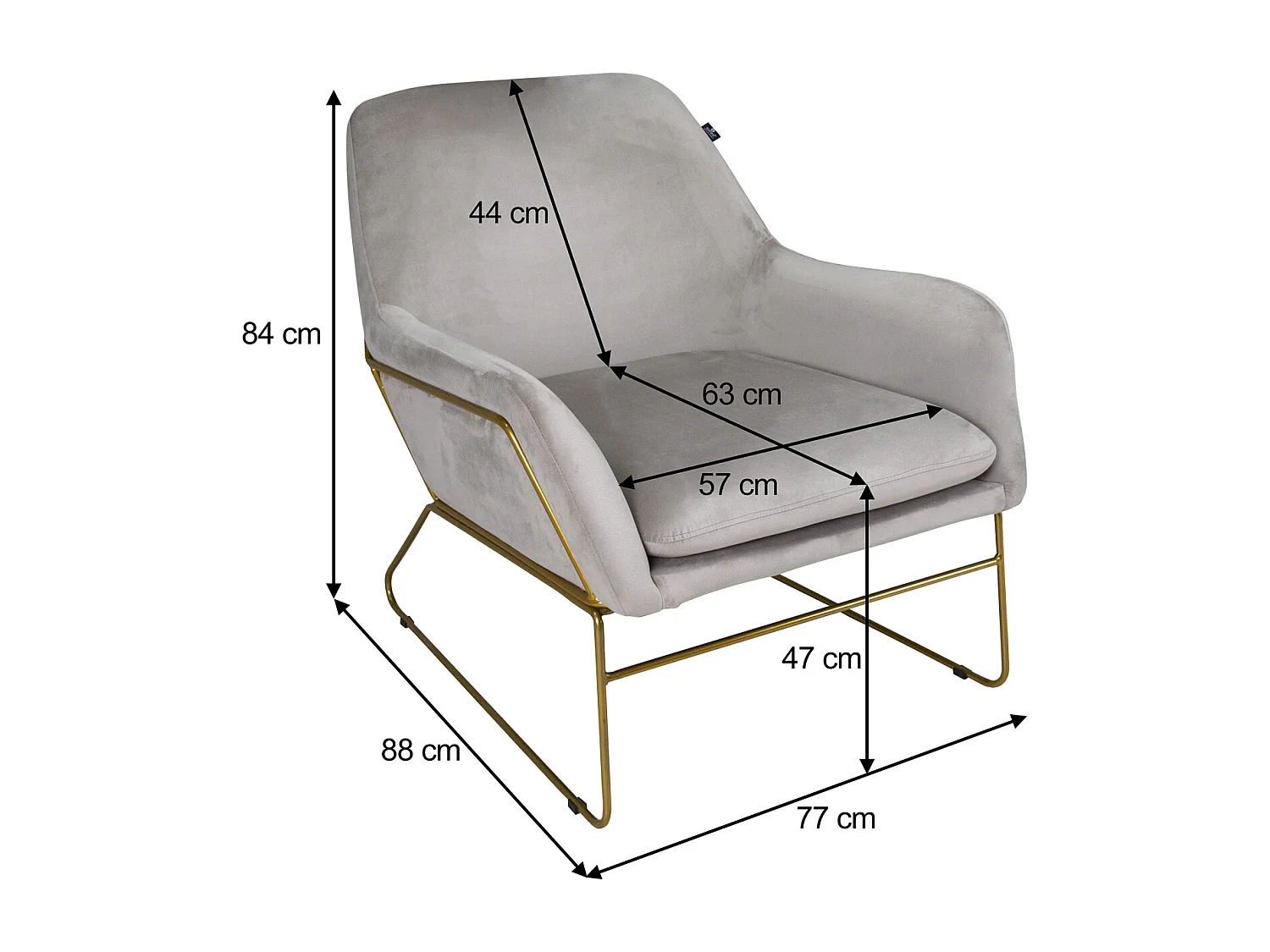 Poltrona in velluto tortora, poltroncina mod. Lara