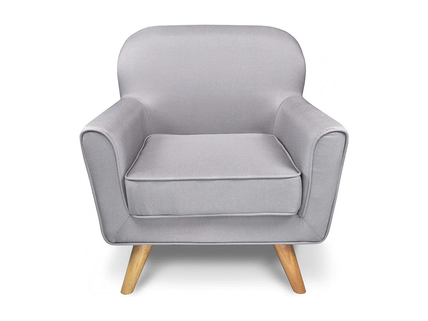 Poltrona in tessuto grigio e piedi in legno mod. Orchidea