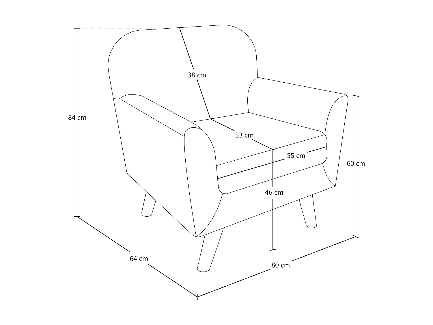 Poltrona in tessuto grigio e piedi in legno mod. Orchidea