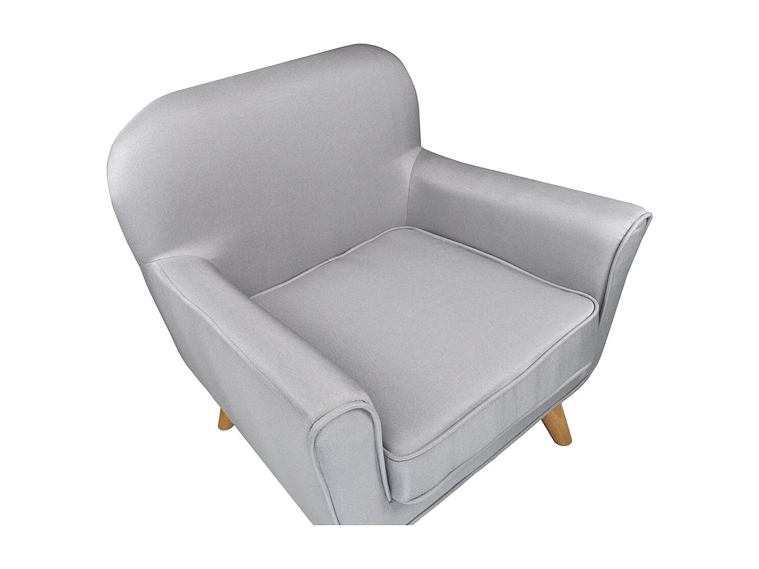 Poltrona in tessuto grigio e piedi in legno mod. Orchidea