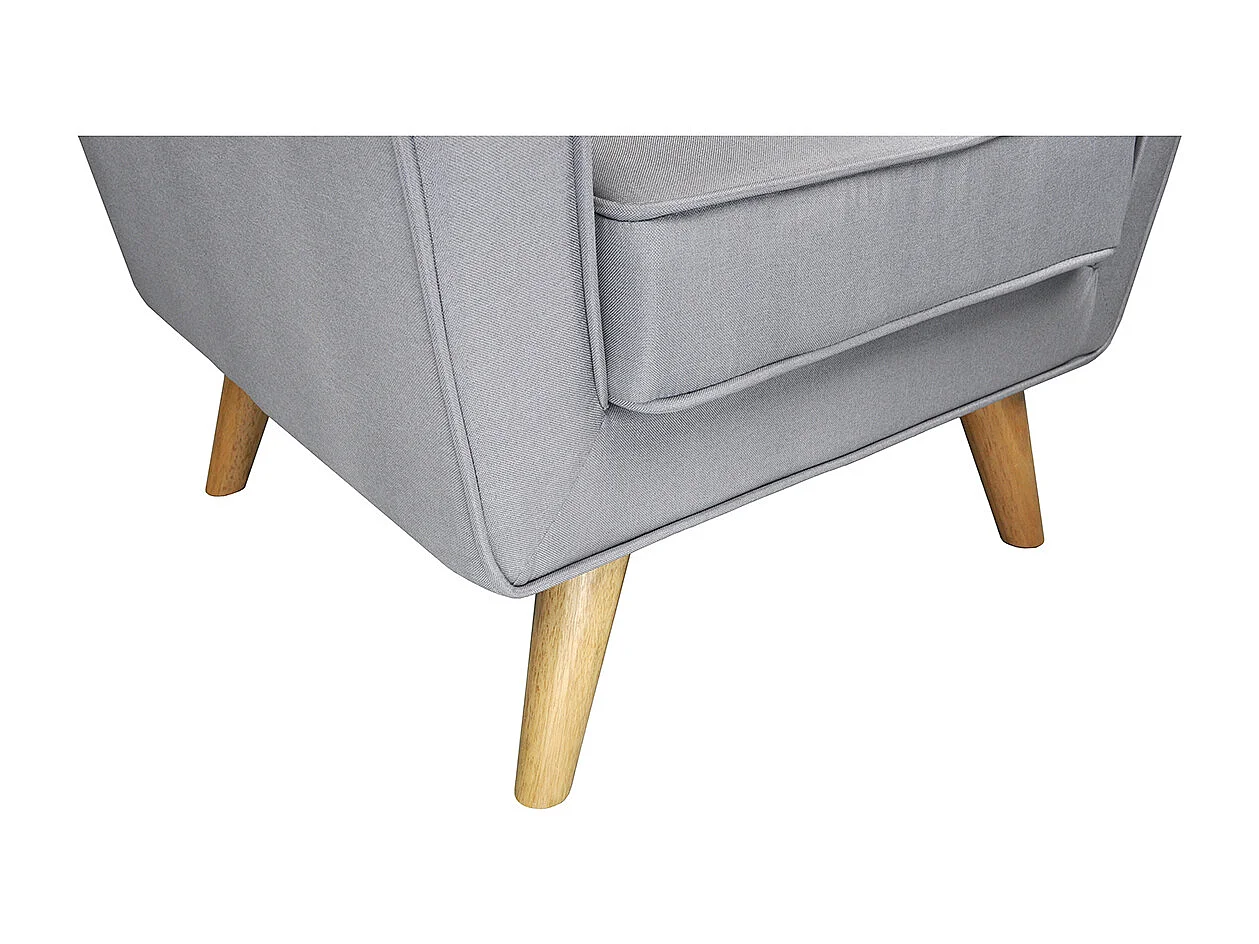 Poltrona in tessuto grigio e piedi in legno mod. Orchidea