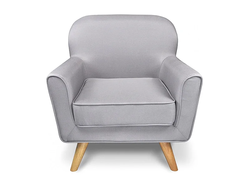 Poltrona in tessuto grigio e piedi in legno mod. Orchidea