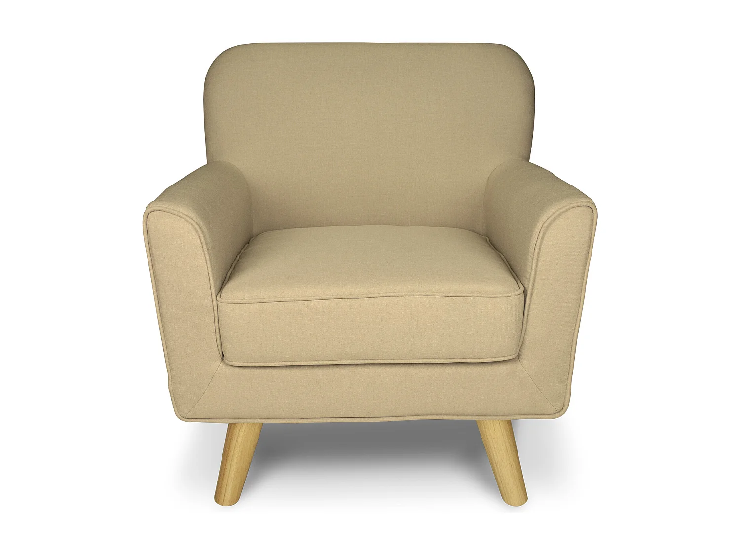 Poltrona in tessuto beige e piedi in legno mod. Orchidea