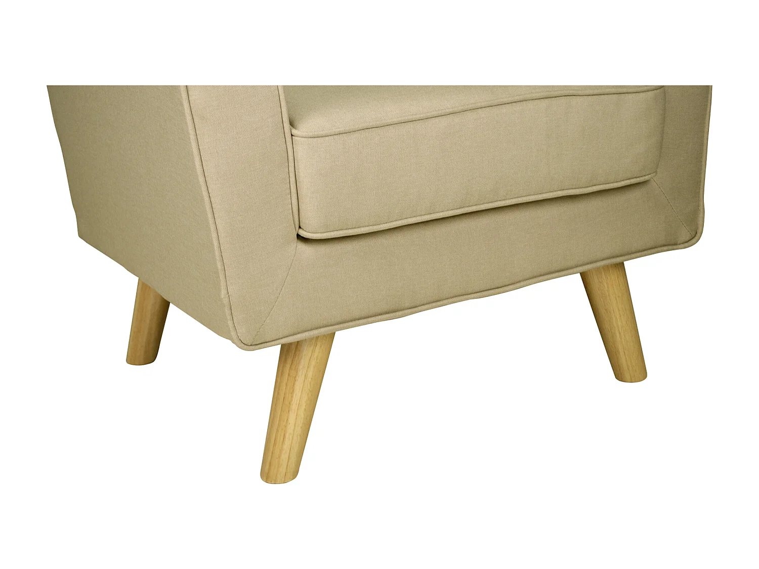 Poltrona in tessuto beige e piedi in legno mod. Orchidea