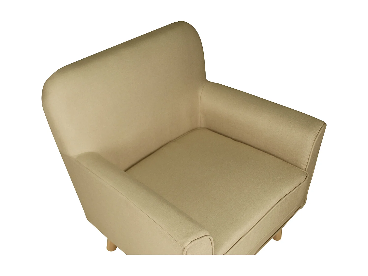 Poltrona in tessuto beige e piedi in legno mod. Orchidea