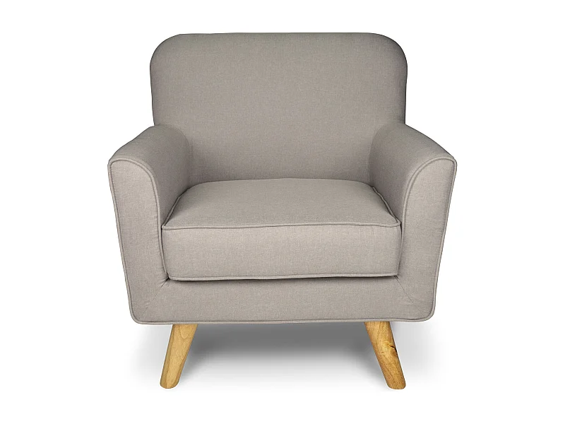 Poltrona in tessuto tortora e piedi in legno mod. Orchidea