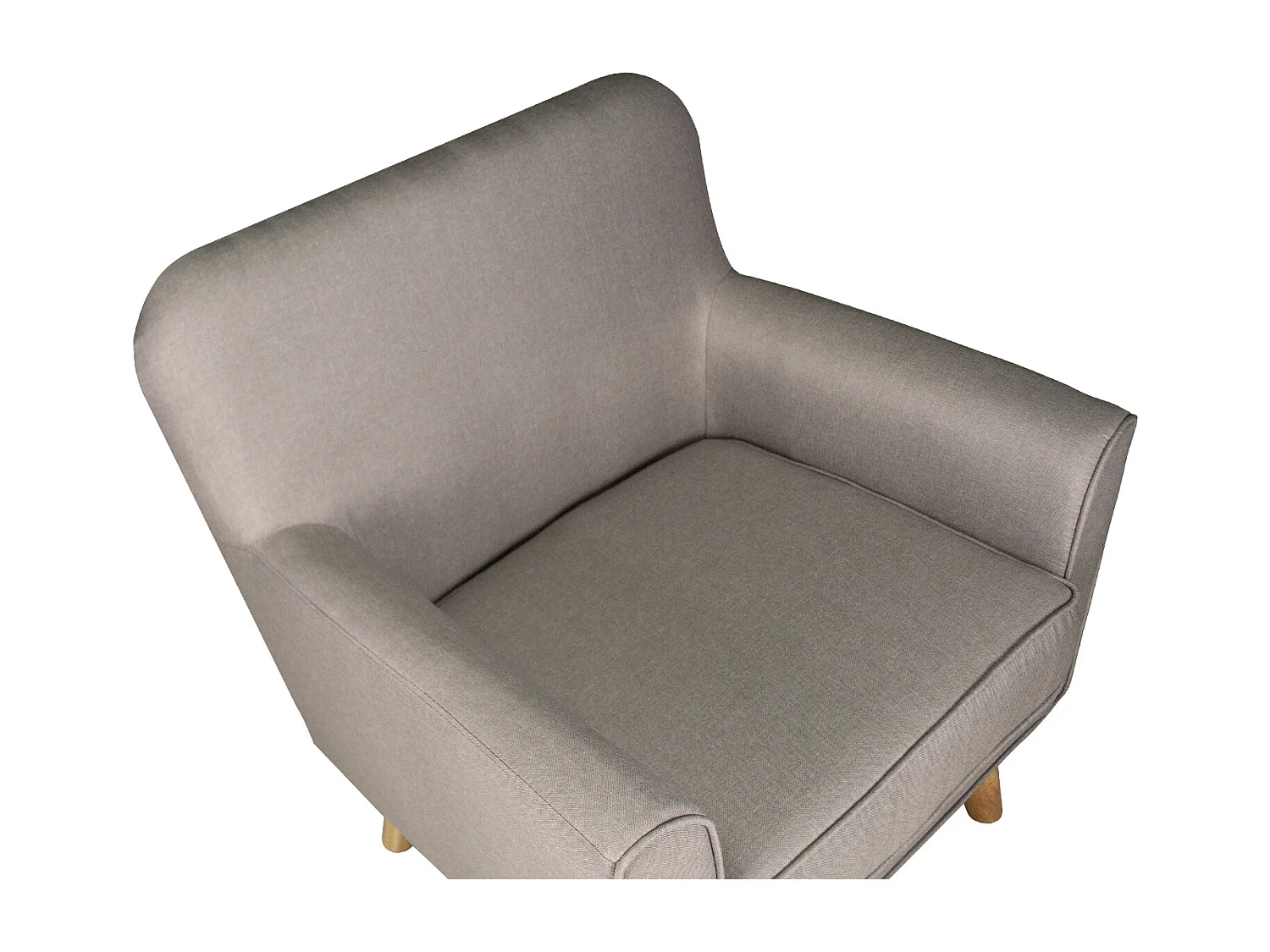 Poltrona in tessuto tortora e piedi in legno mod. Orchidea