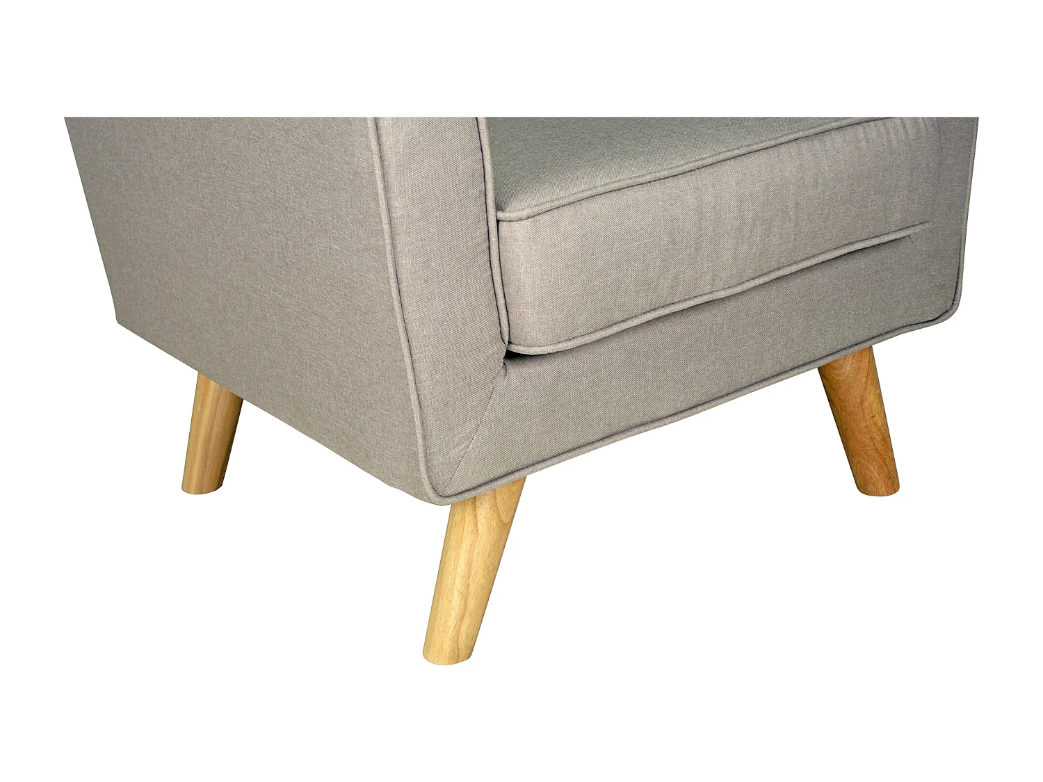 Poltrona in tessuto tortora e piedi in legno mod. Orchidea