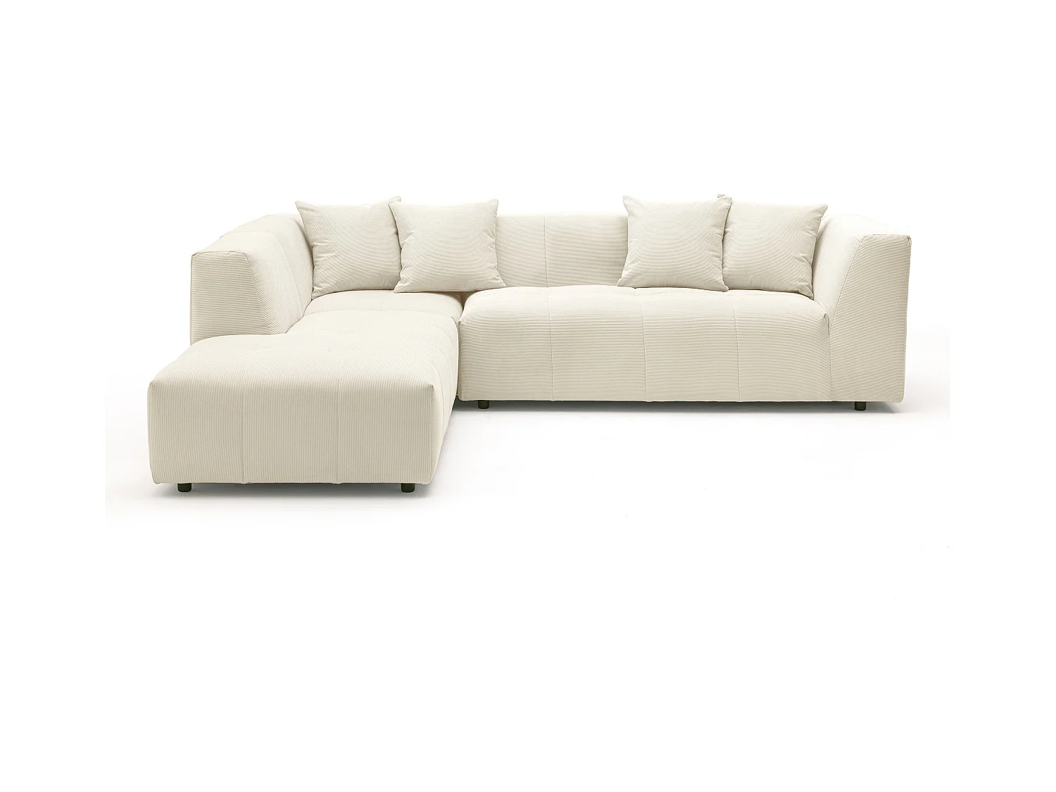 Großes Ecksofa - Ecke links - Feincord - Beige - NAEMIA von Maison Céphy