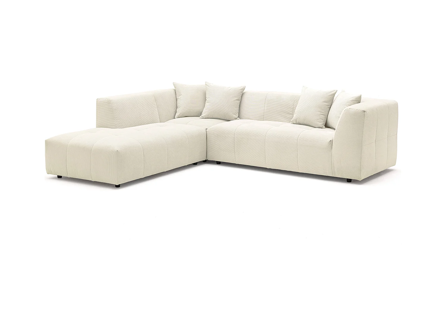Großes Ecksofa - Ecke links - Feincord - Beige - NAEMIA von Maison Céphy