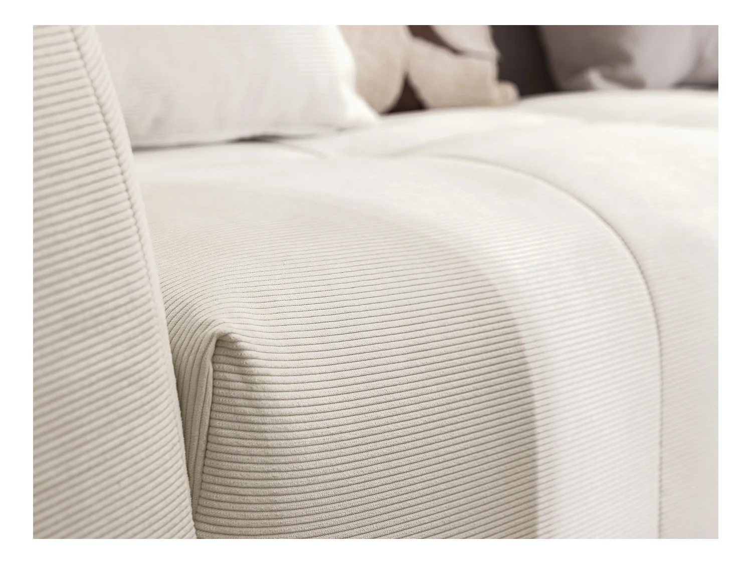 Großes Ecksofa - Ecke links - Feincord - Beige - NAEMIA von Maison Céphy