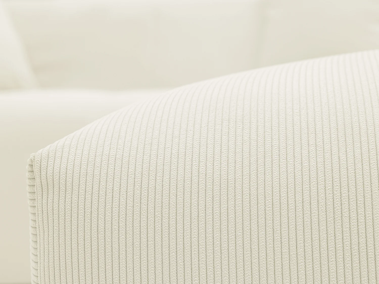 Grand canapé d'angle gauche en velours côtelé fines côtes beige NAEMIA de Maison Céphy