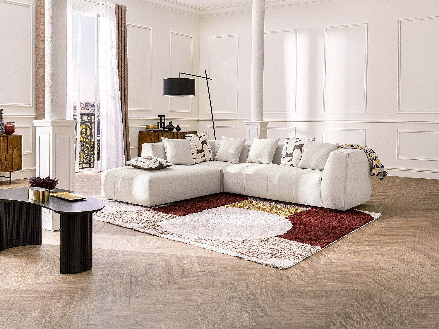 Vente-unique Großes Ecksofa - Ecke Links - Feincord - Beige - Naemia Von Maison Céphy