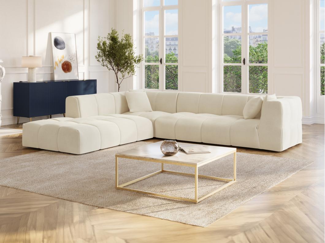 Großes Ecksofa - Ecke links - Cord - Beige - NAEMIA von Maison Céphy