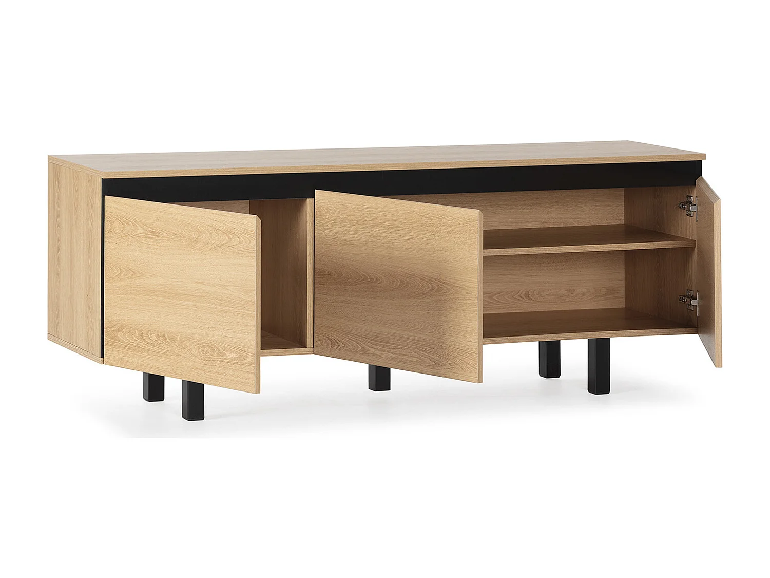 Meuble TV Molina 3 portes couleur chêne