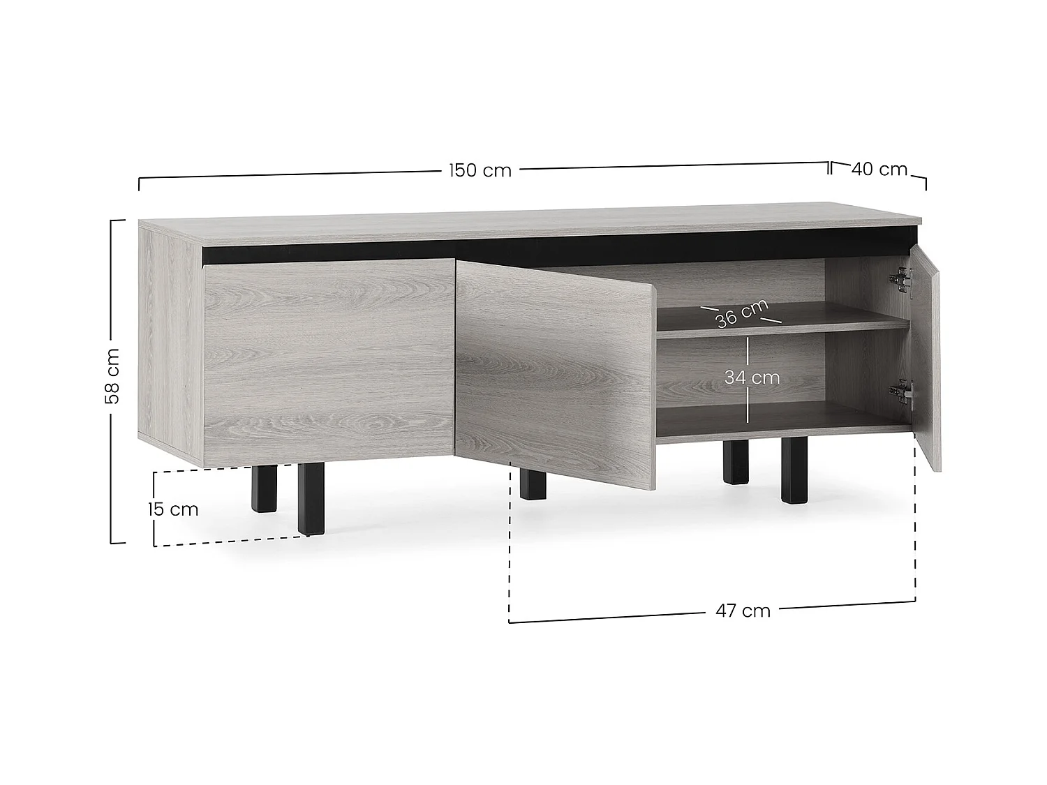 Tv-meubel Molina 3 deuren eikenkleur