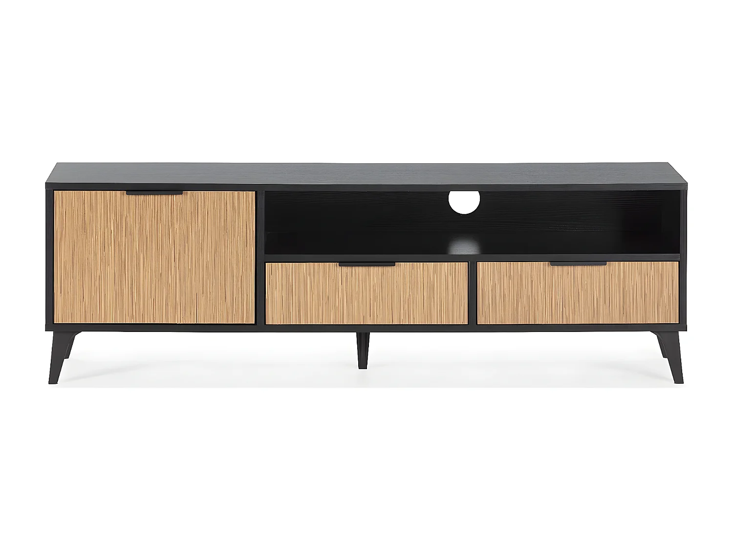 Mobile TV Denis 1 anta e 2 cassetti, colore Nero/Legno