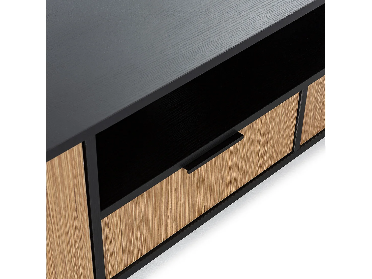 Mobile TV Denis 1 anta e 2 cassetti, colore Nero/Legno