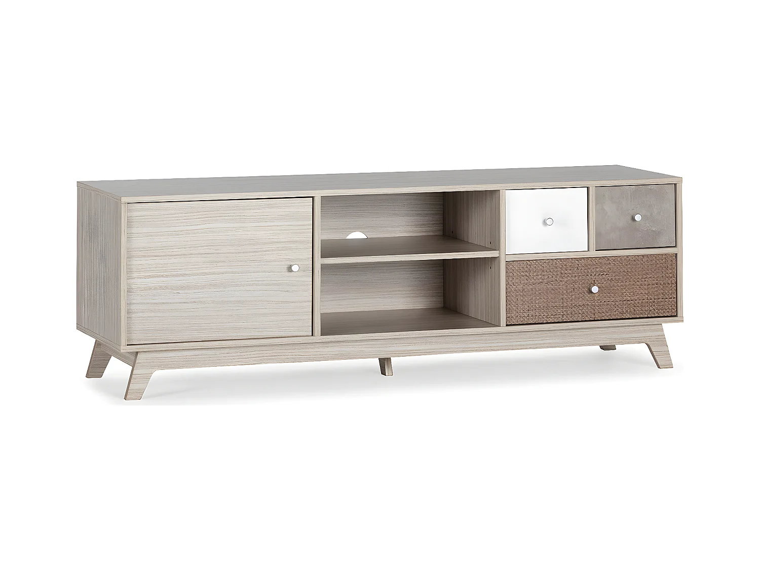 Meuble TV Maia 1 porte et 3 tiroirs multicolores