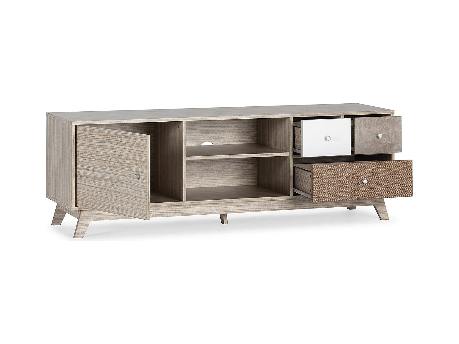 Móvel TV Maia 1 porta e 3 gavetas multicoloridas