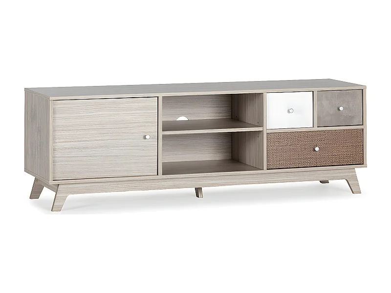 Meuble TV Maia 1 porte et 3 tiroirs multicolores