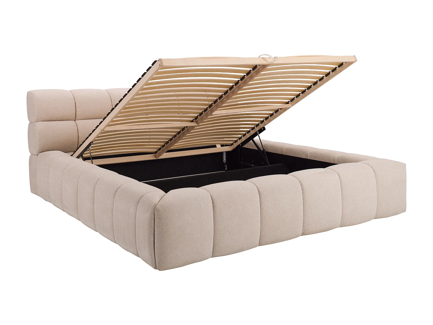 Bett mit Bettkasten - 160 x 200 cm - Stoff - Beige - FORVIK II von Pascal Morabito