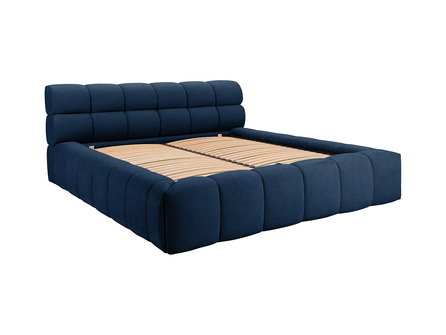 Lit coffre 160 x 200 cm - Tissu - Bleu nuit - FORVIK II de Pascal Morabito
