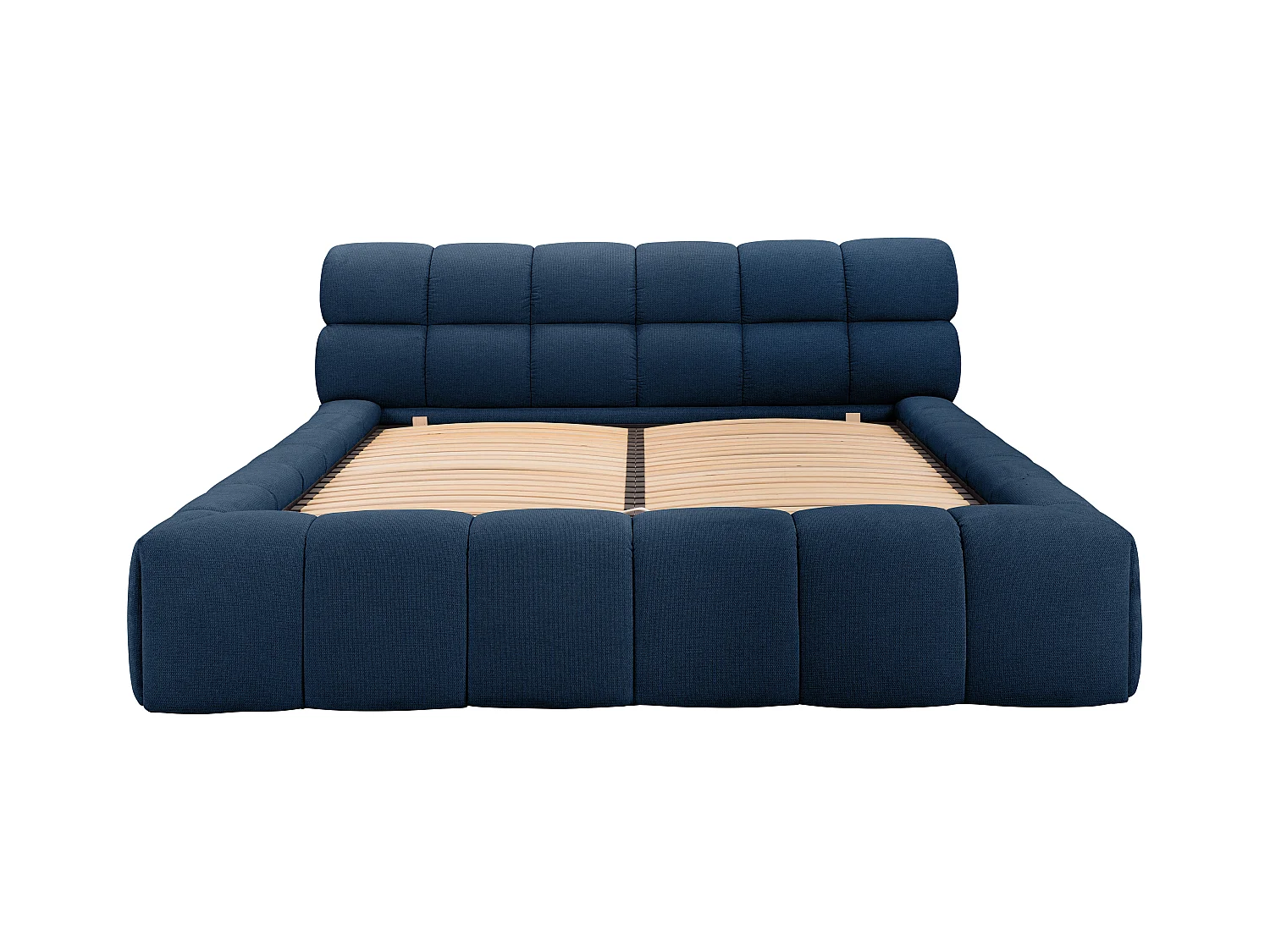 Lit coffre 160 x 200 cm - Tissu - Bleu nuit - FORVIK II de Pascal Morabito