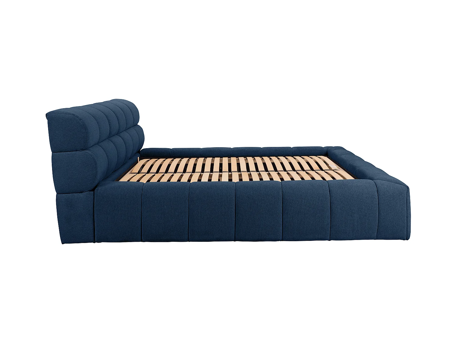 Lit coffre 160 x 200 cm - Tissu - Bleu nuit - FORVIK II de Pascal Morabito