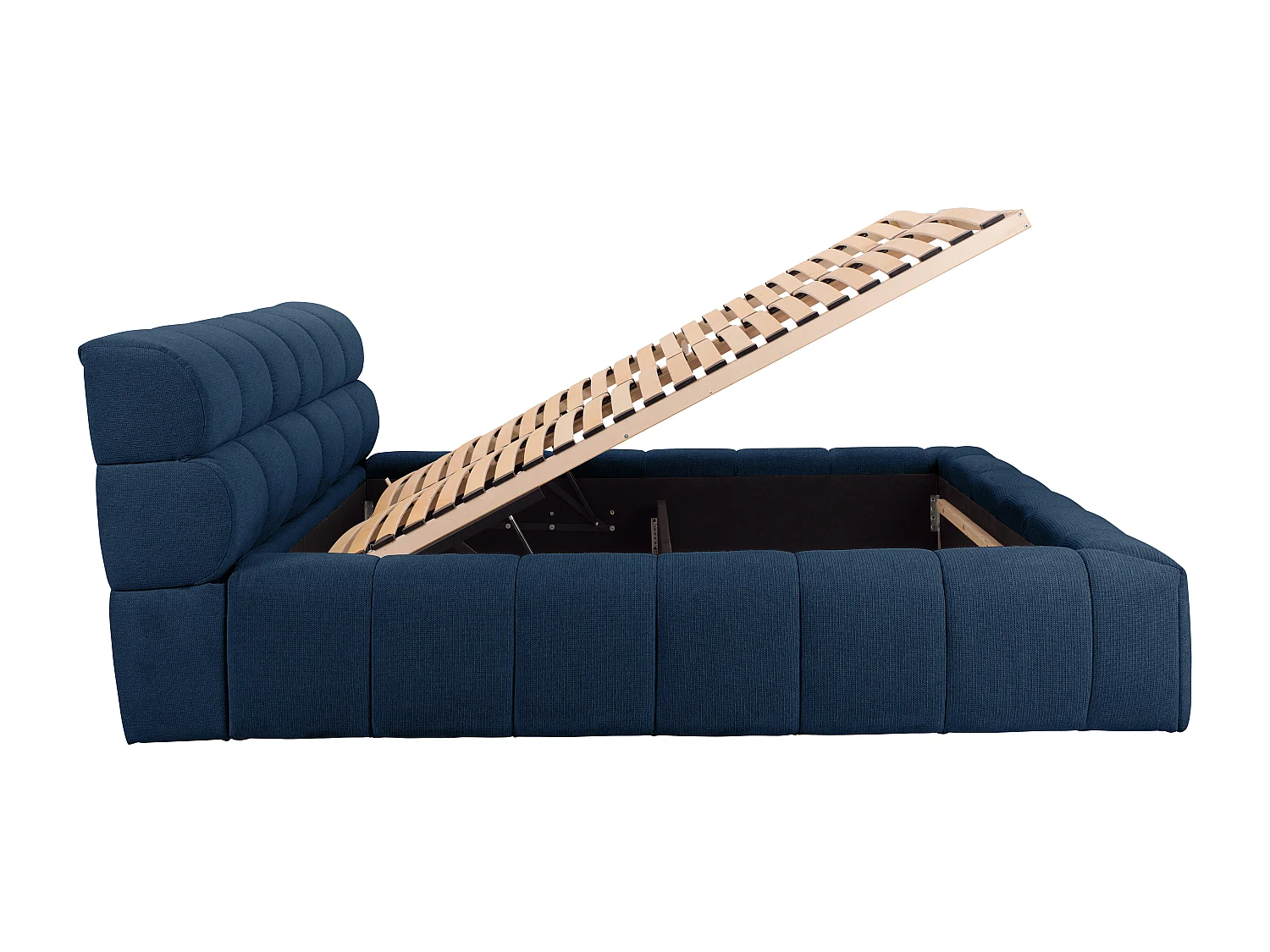 Letto con contenitore 160 x 200 cm Tessuto Blu notte - FORVIK II di Pascal Morabito