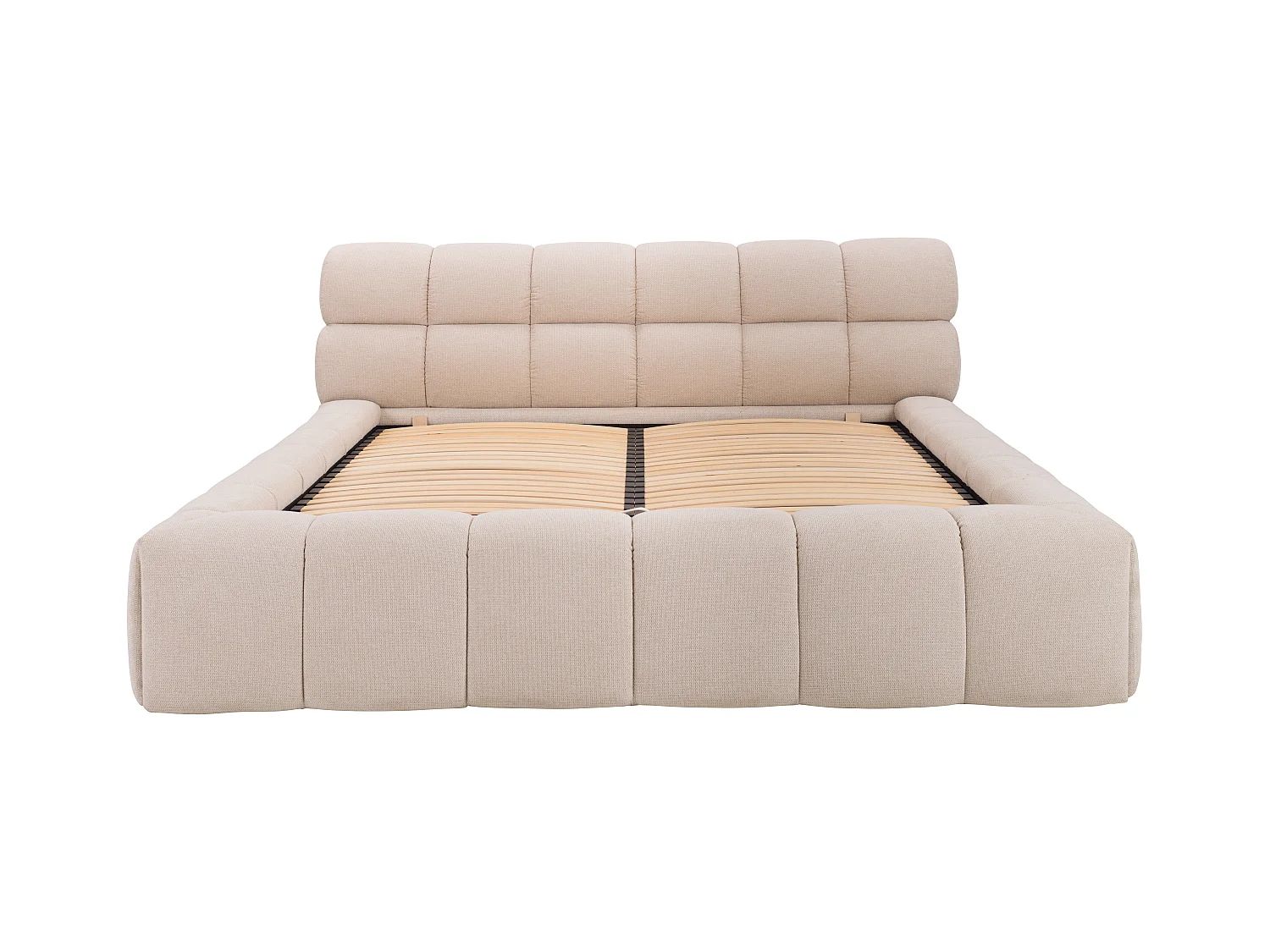 Bett mit Bettkasten - 180 x 200 cm - Stoff - Beige - FORVIK II von Pascal Morabito