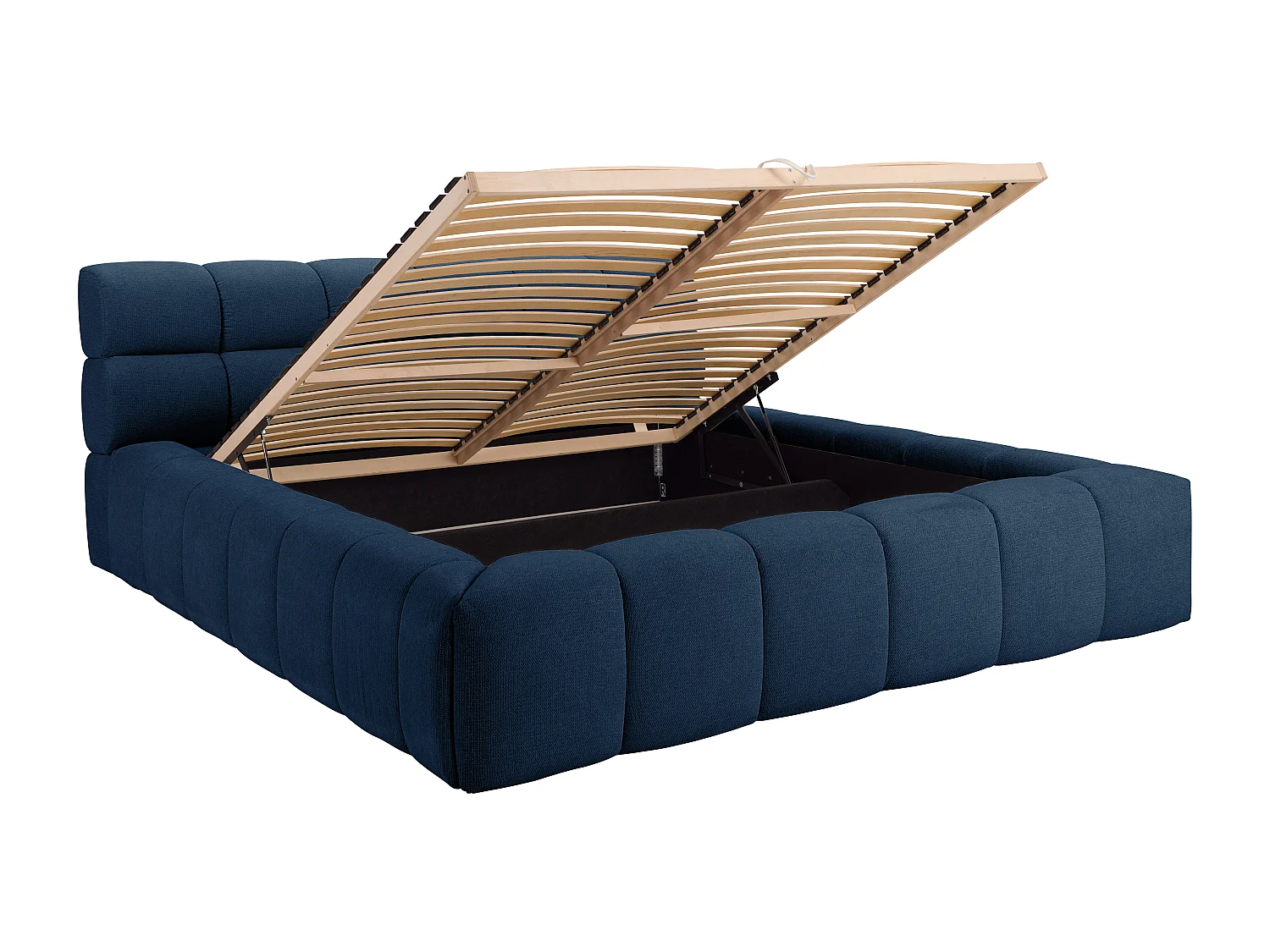 Lit coffre 180 x 200 cm - Tissu - Bleu nuit - FORVIK II de Pascal Morabito