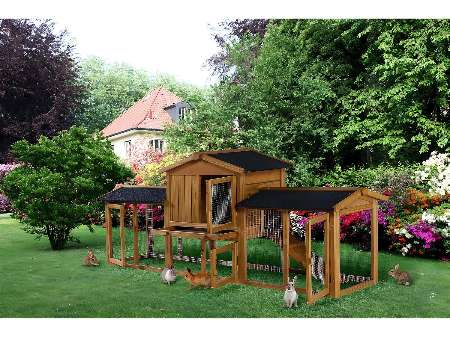 Conejera de madera "Galina" con 2 puertas waterproof para exteriores