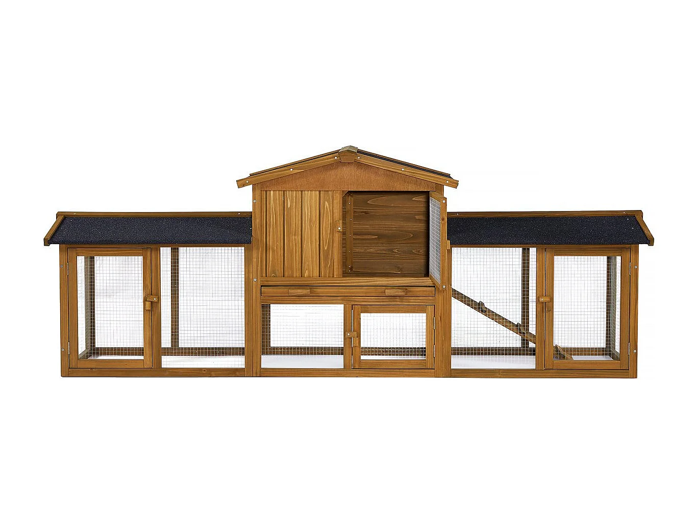 Clapier pour lapin avec 1 étage en bois "Galina" - 224 x 53 x 84 cm - Marron