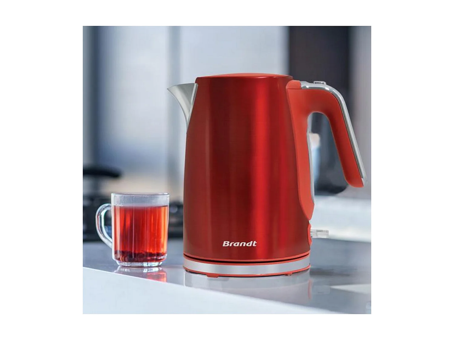 Brandt Bouilloire sans fil 1.7l 2200w rouge/inox - BO1703R