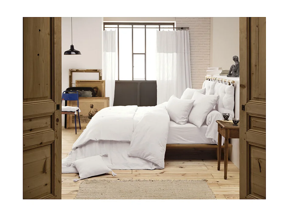 Housse de couette 200 x 200 cm en double gaze de coton blanc - PEPA 2