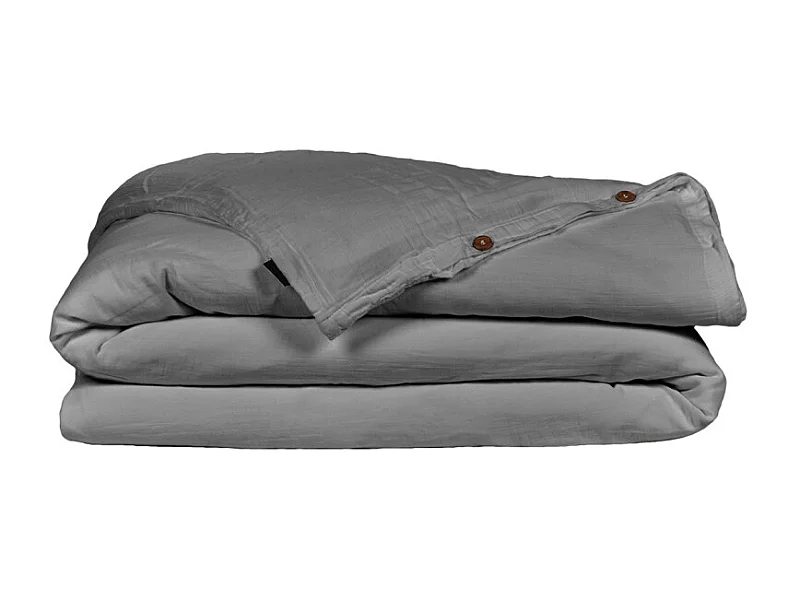 Housse de couette gaze de coton double 200 x 200 cm gris - PEPA 2