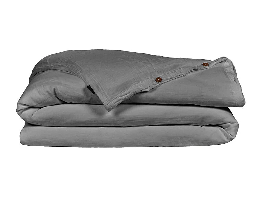 Housse de couette gaze de coton double 200 x 200 cm gris - PEPA 2
