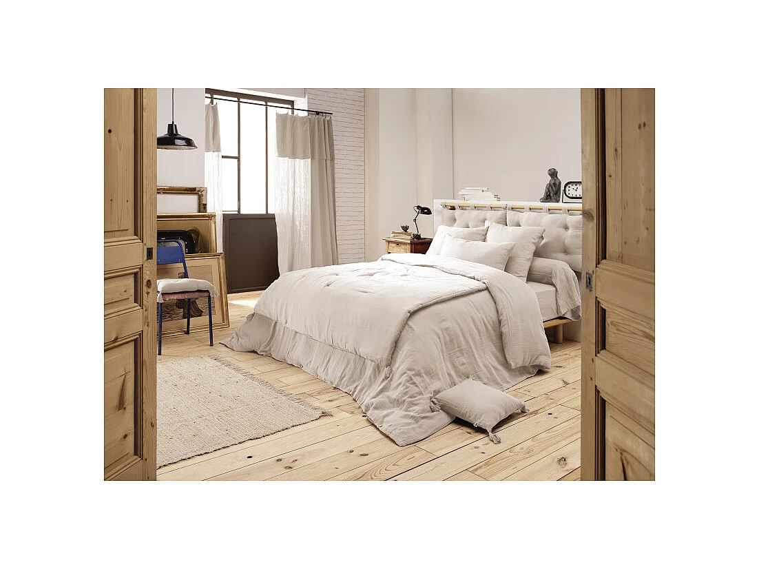 Parure de lit 220 x 240 cm en double gaze de coton écru - PEPA 3