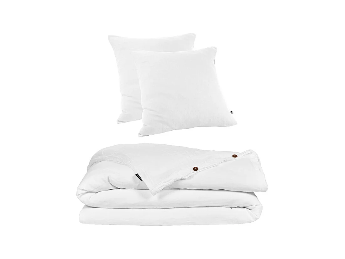 Parure de lit 220 x 240 cm en double gaze de coton blanc - PEPA 3