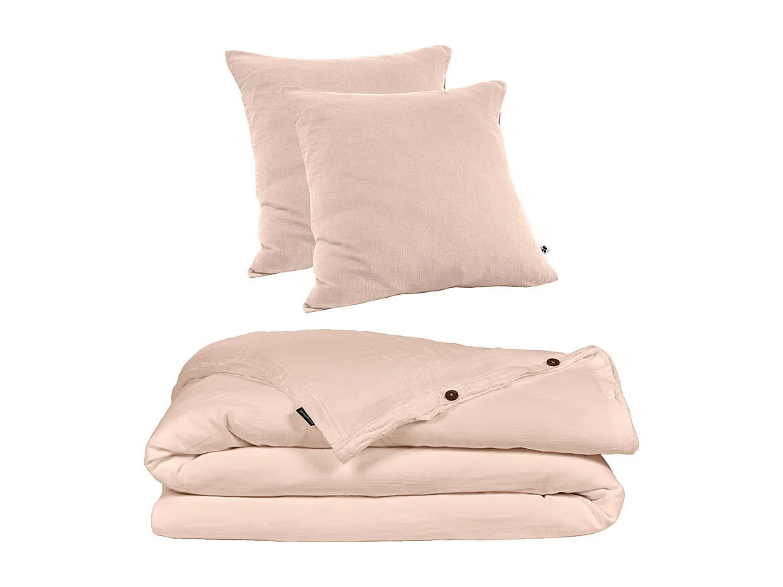 Parure de lit 240 x 260 cm en double gaze de coton rose - PEPA 4