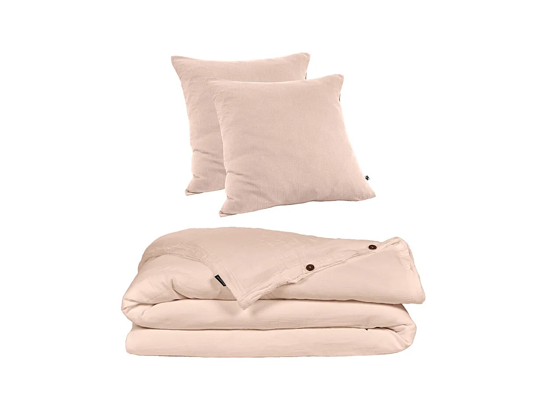 Parure de lit 240 x 260 cm en double gaze de coton rose - PEPA 4