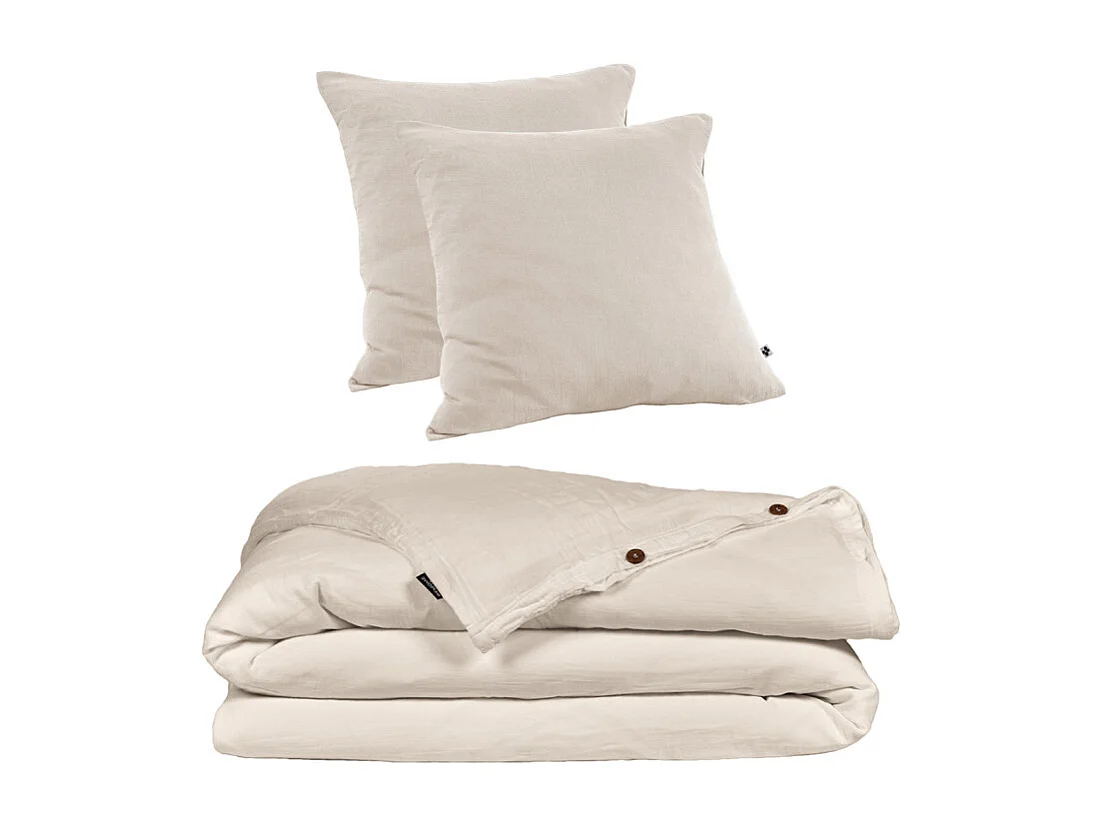 Parure de lit 240 x 260 cm en double gaze de coton écru - PEPA 4
