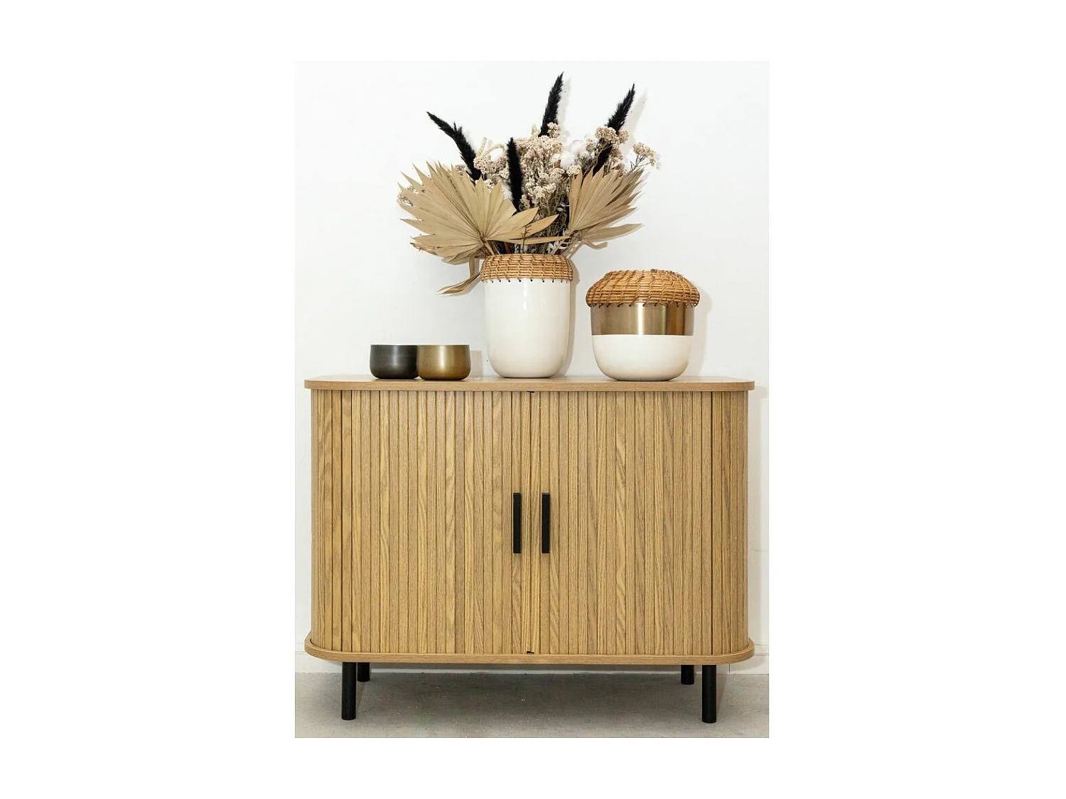 Commode en bois et métal à lamelles Kyoto